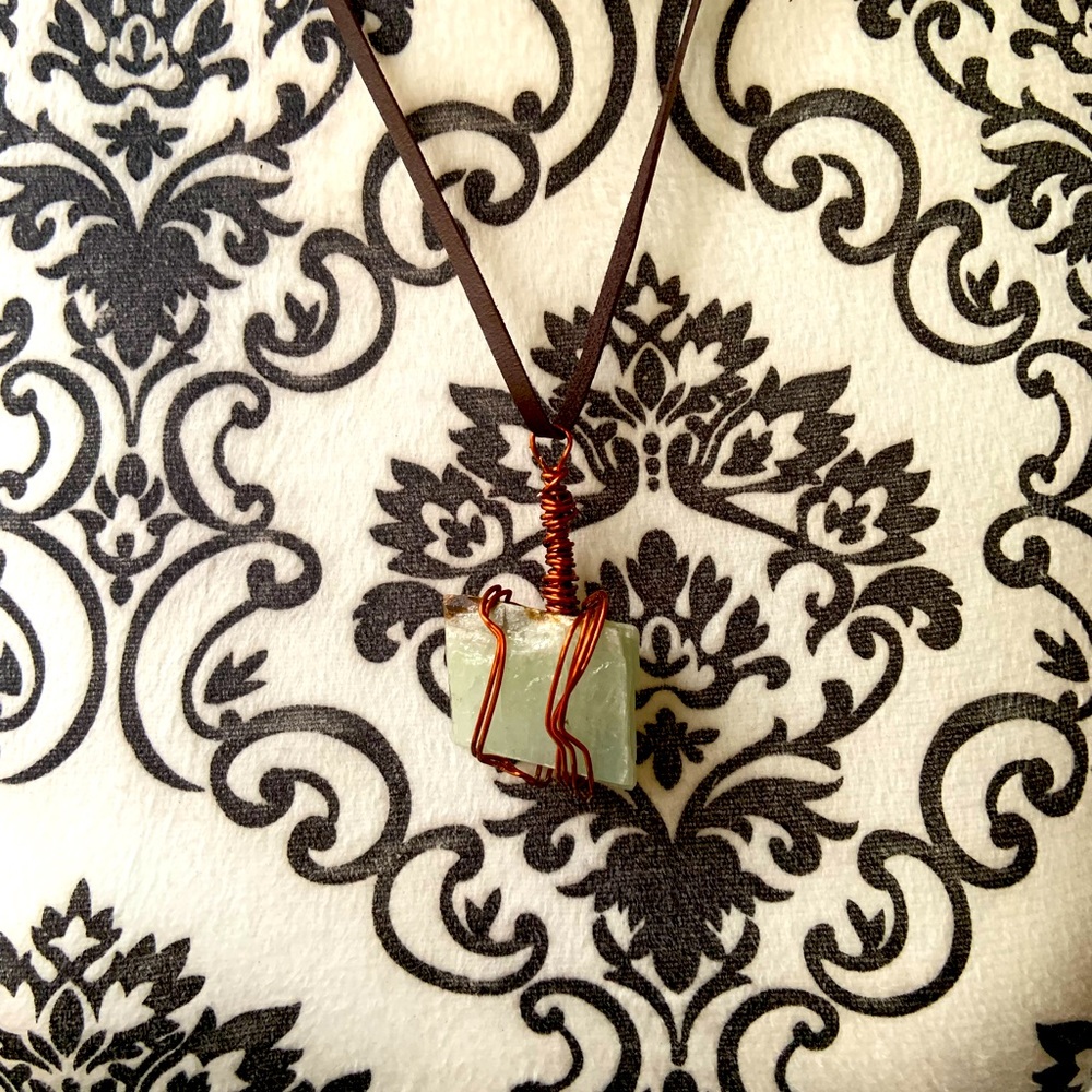 New handmade amazonite stone copper wire wrapped necklace